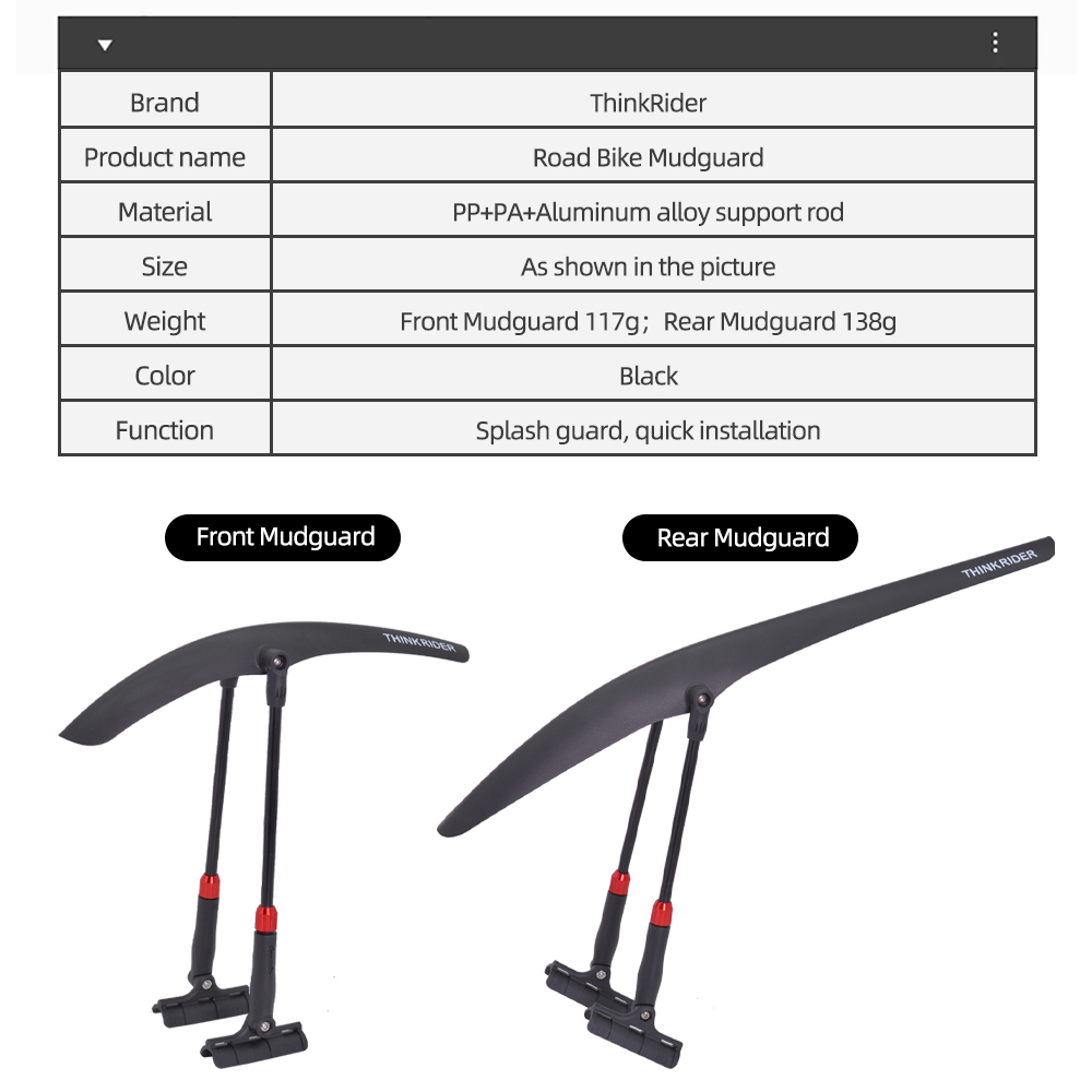 ThinkRider Road Cycling Fender - Fender Mudguard Set review and price